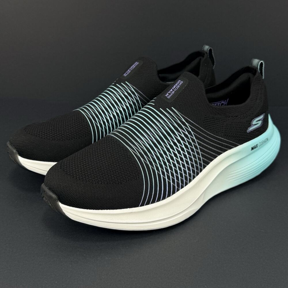 Skechers Go Walk Max Walker Sally Womens Size 11 Black Blue Sneakers New